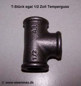 019 T-Stck egal 1/2 Zoll Temperguss schwarz - Bild vergrern 