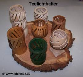003 Teelichthalter aus Holz - Unikat - Bild vergr��ern 