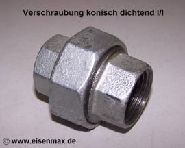223 Verschraubung 1 Zoll konisch I/I Temperguss verzinkt - Bild vergr��ern 