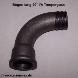 023 Bogen lang 90� 1 Zoll I/A Temperguss schwarz  - Bild vergr��ern 