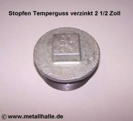 030 Stopfen 2 1/2 Zoll Temperguss verzinkt - Bild vergr��ern 