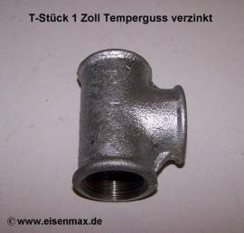 023 T-St�ck egal 1 Zoll Temperguss verzinkt - Bild vergr��ern 