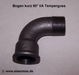 123 Bogen kurz 90� 1 Zoll I/A Temperguss schwarz  - Bild vergr��ern 