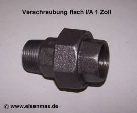 123 Verschraubung 1 Zoll flach I/A Temperguss schwarz - Bild vergr��ern 