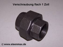 023 Verschraubung 1 Zoll flach I/I Temperguss schwarz - Bild vergr��ern 